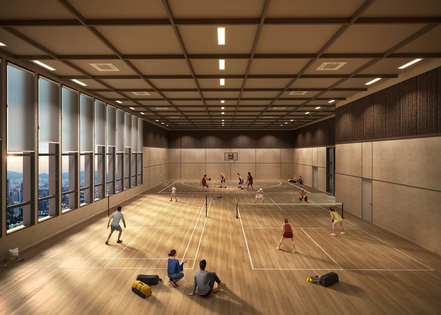 The Vividz multipurpose hall with pickleball and badminton courts, artist's impression